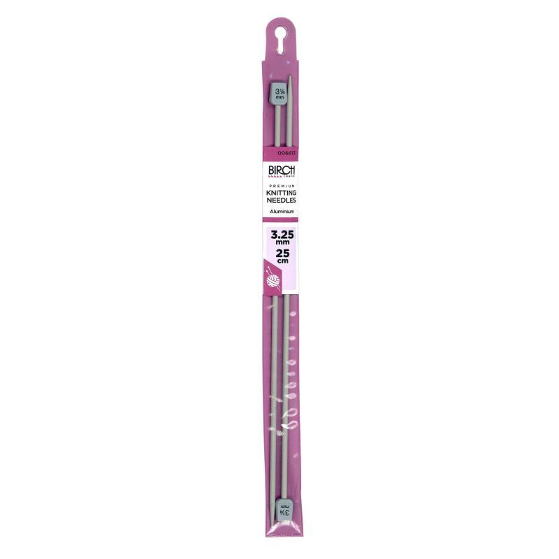 Birch 3.25mm x 25cm Knitting Needle, 1 Pair per Pack, aka Knitting Pins
