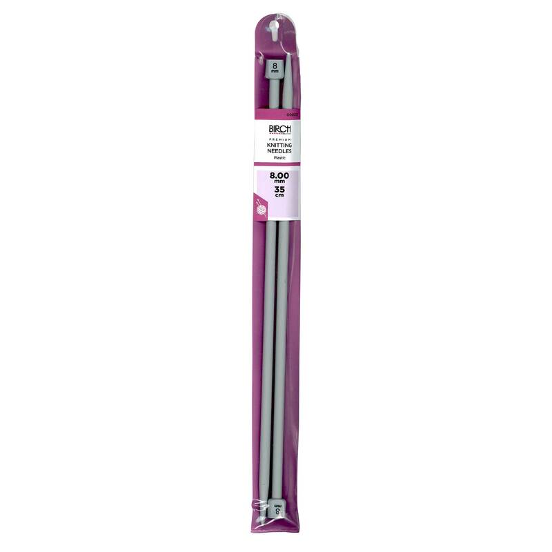 Birch 8.00mm x 35cm Knitting Needle, 1 Pair per Pack, aka Knitting Pins