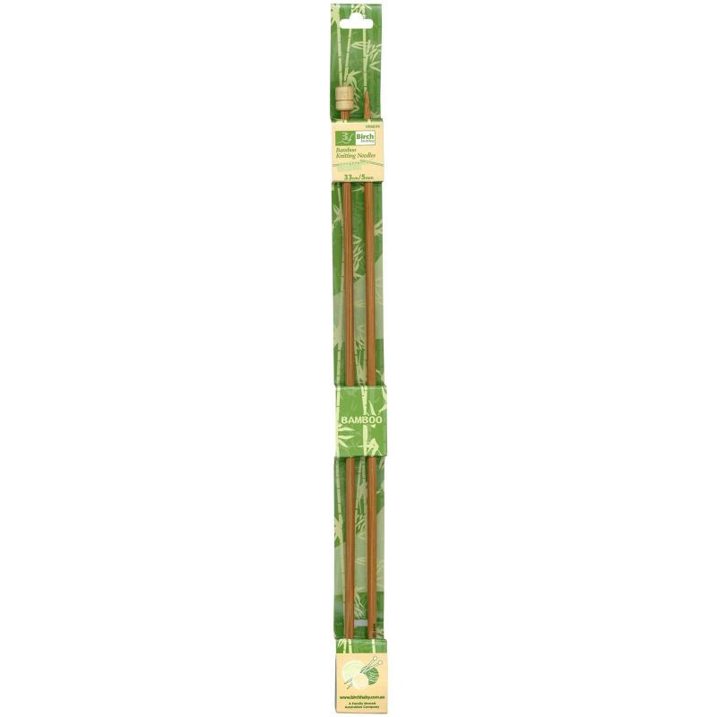 Bamboo Knitting Pins 33cm x 5.00mm, Knobbed Knitting Needles