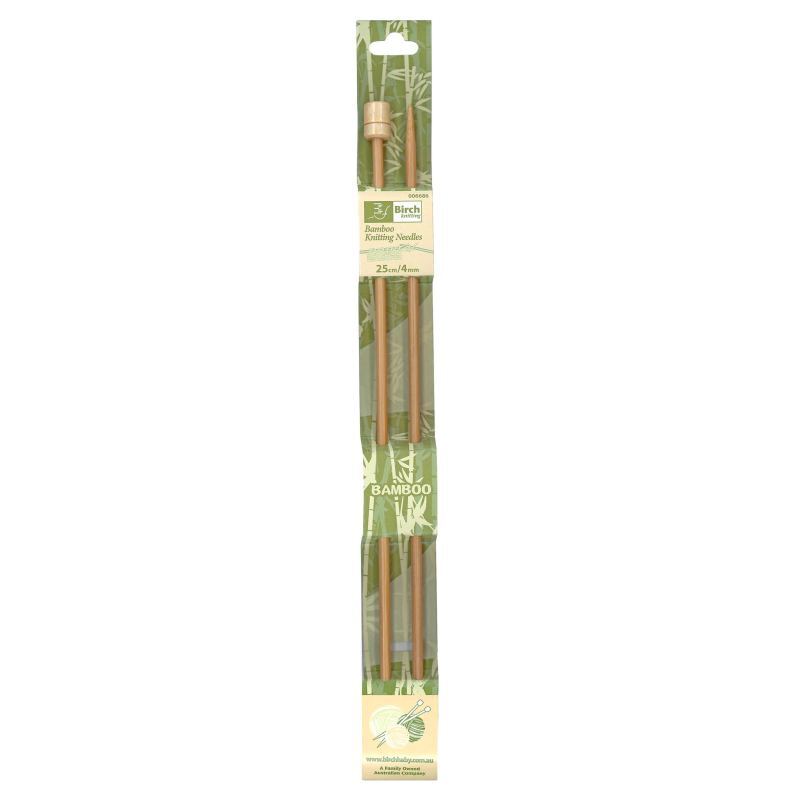 Bamboo Knitting Pins 25cm x 4.00mm, Knobbed Knitting Needles