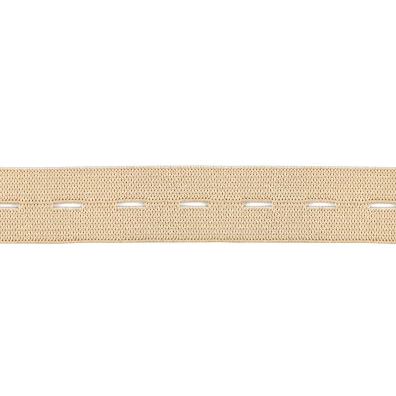 BUTTON HOLE Elastic, 20mm BEIGE, Per Metre