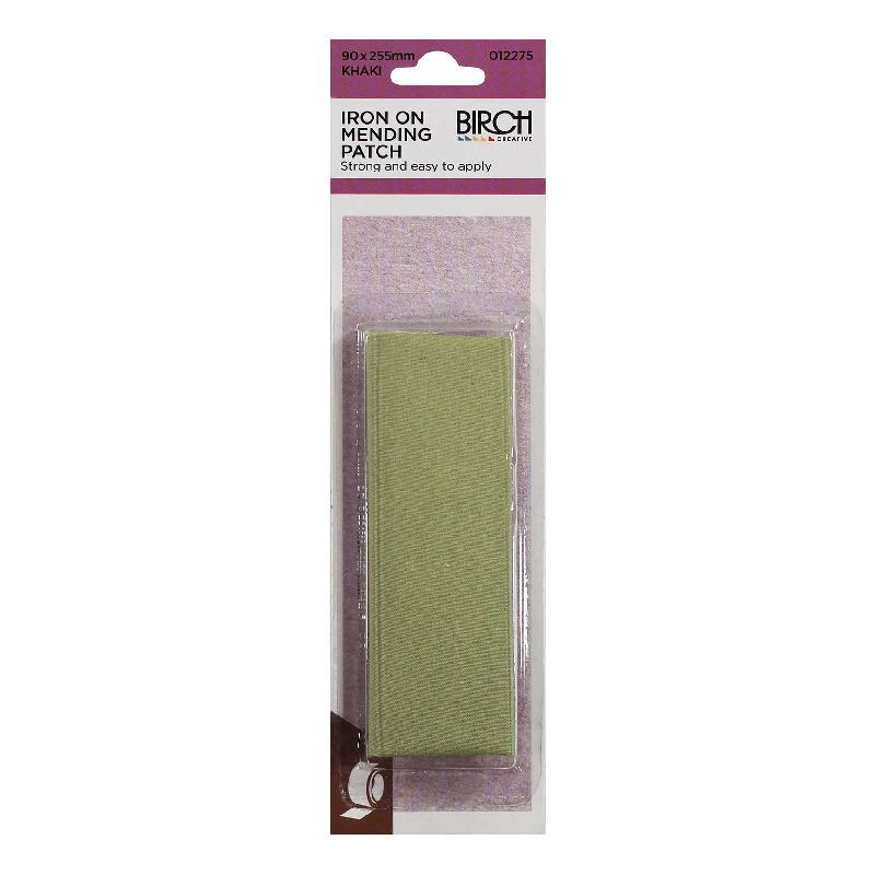 Birch KHAKI Iron-On Mending Patch Fabric 90mm x 255mm