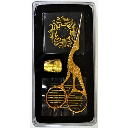 Sewing & Embroidery Gift Set, Stork Scissors, Thimble, Needles & Tape