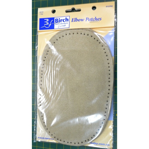 Protector Elbow Patch, Beige, 1 Pair, Punched Holes Ready To Sew 155mm x 105mm