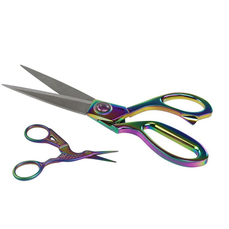 Rainbow Scissor Set 2pc, Dressmaking 20cm (8??Ñ) & Stork Embroidery 9.5cm (3.5")
