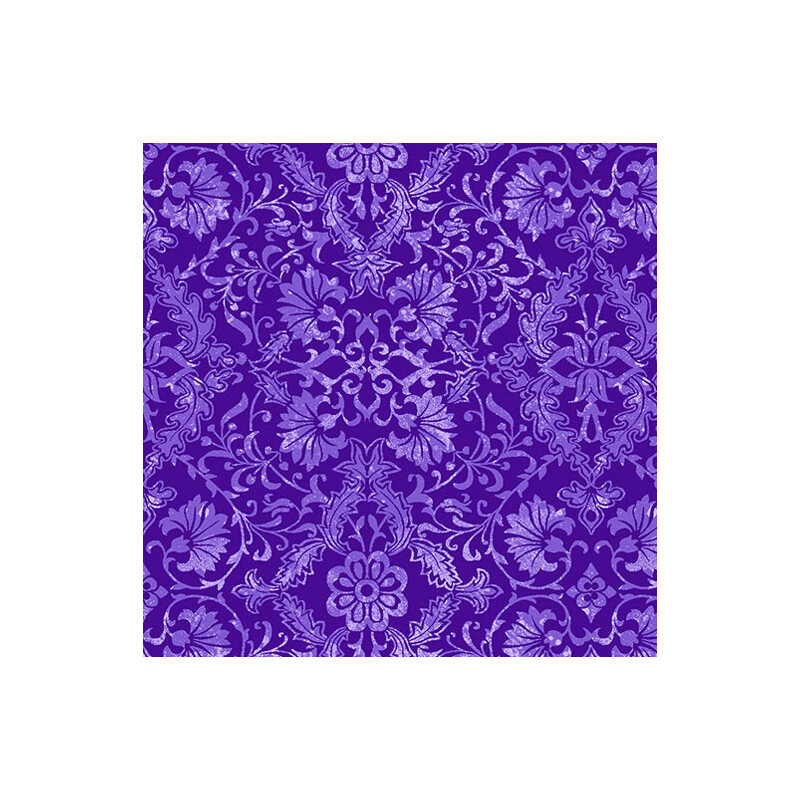 Lavender Fields, Veronica Damask Dark Purple, Cotton Fabric 110cm Wide (0183-3666)