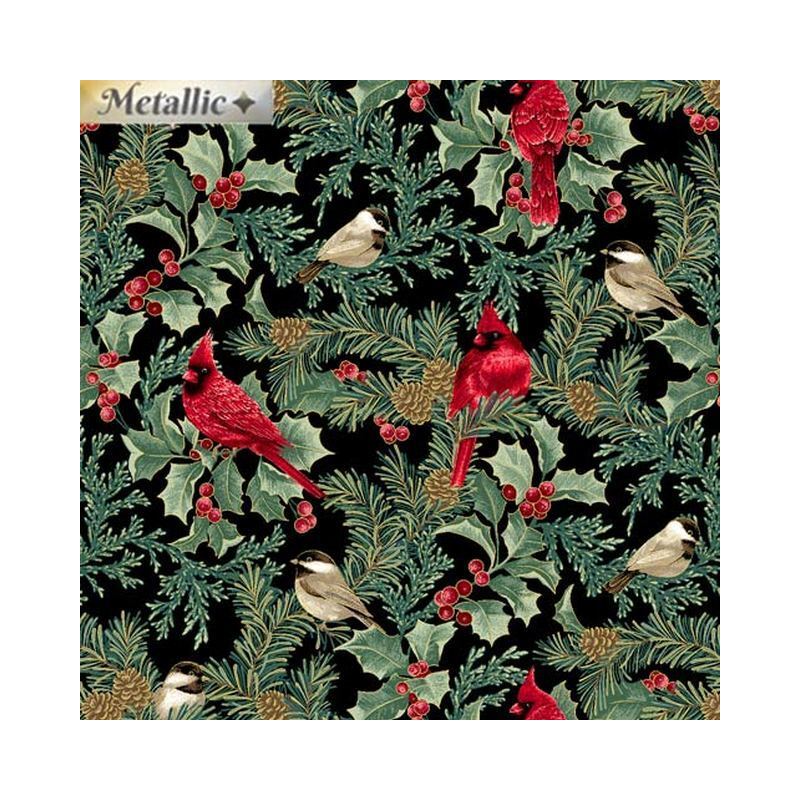 Winter Elegance Cardinal Elegance BLACK 110cm Wide Cotton Fabric (0190-34312)