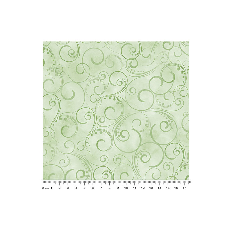 53CM REMNANT Spring Breeze, Breezy Scroll Sage, Cotton Fabric 110cm Wide (0202-8704)