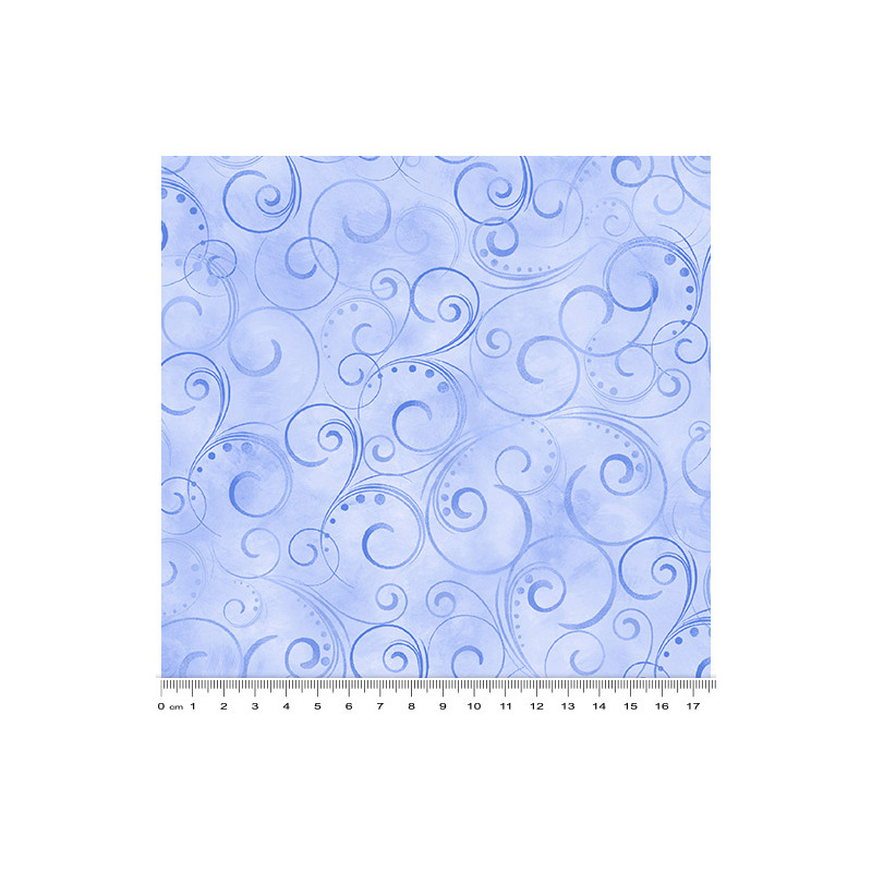 Spring Breeze, Breezy Scroll Blue, Cotton Fabric 110cm Wide (0202-8705)