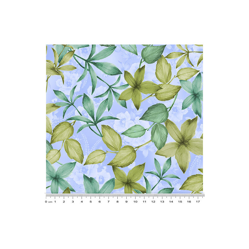 Spring Breeze, Breezy Leaves Blue, Cotton Fabric 110cm Wide (0202-8805)
