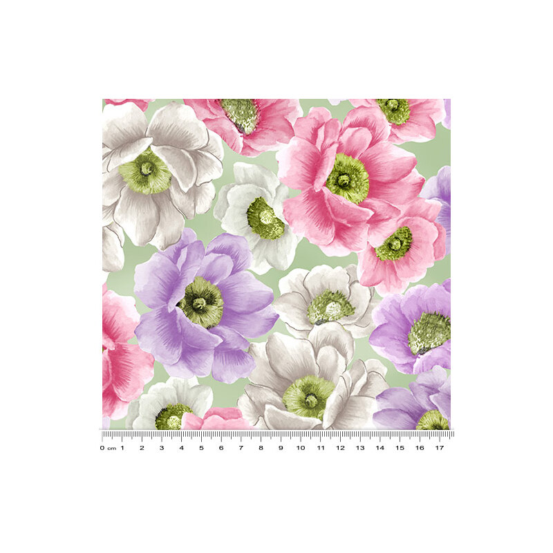 Spring Breeze, Breezy Blossoms Sage, Cotton Fabric 110cm Wide (0202-8904)