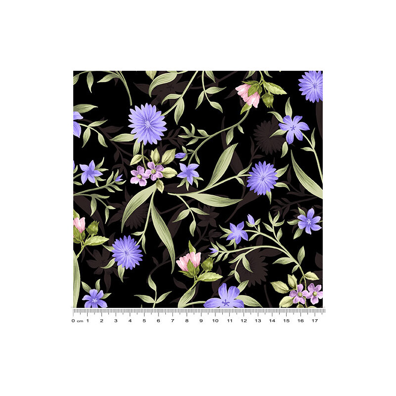 Spring Breeze, Meadow Black, Cotton Fabric 110cm Wide (0202-9012)