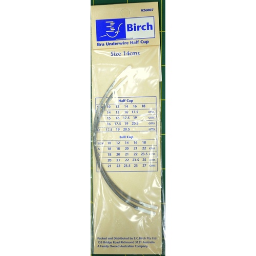 BRA UNDERWIRE HALF CUP 14cm 1 PAIR, BRA UNDERWIRE REPLACEMENT, BRA, DRESS, BIRCH