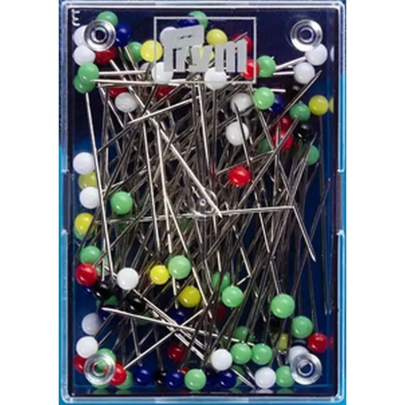 Prym Glass-Headed Pins, 0.80 x 48mm, Multi-Colour, 30g Box