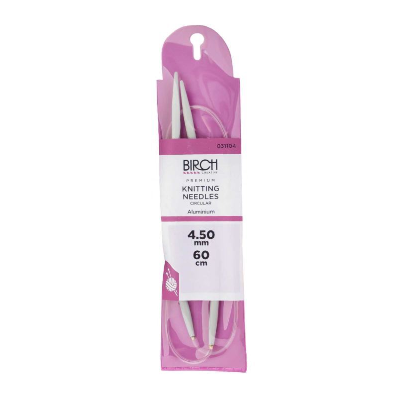 Birch Circular Knitting Needle, 60cm x 4.50mm, Circular Knitting Pins # 031104