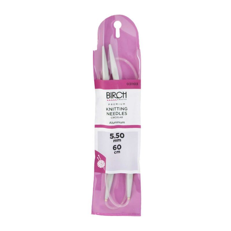 Birch Circular Knitting Needle, 60cm x 5.50mm, Circular Knitting Pins # 031103