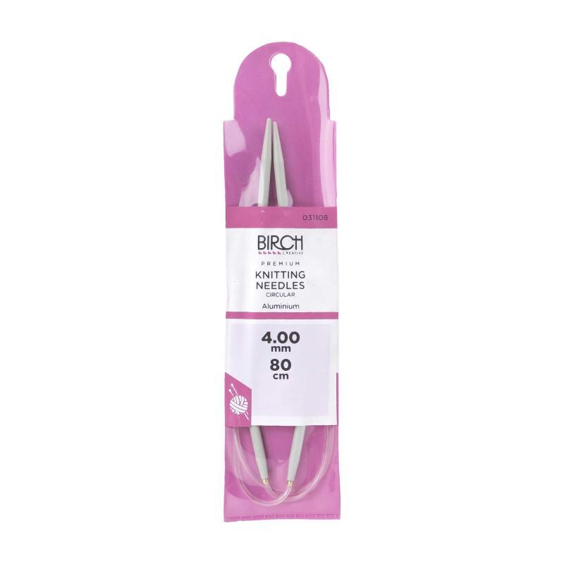 Birch Circular Knitting Needle, 80cm x 4.00mm, Circular Knitting Pins # 031108