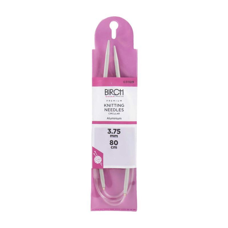 Birch Circular Knitting Needle, 80cm x 3.75mm, Circular Knitting Pins # 031109