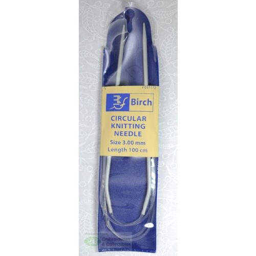 Birch Circular Knitting Needle, 100cm x 3.00mm, Circular Knitting Pins # 031112