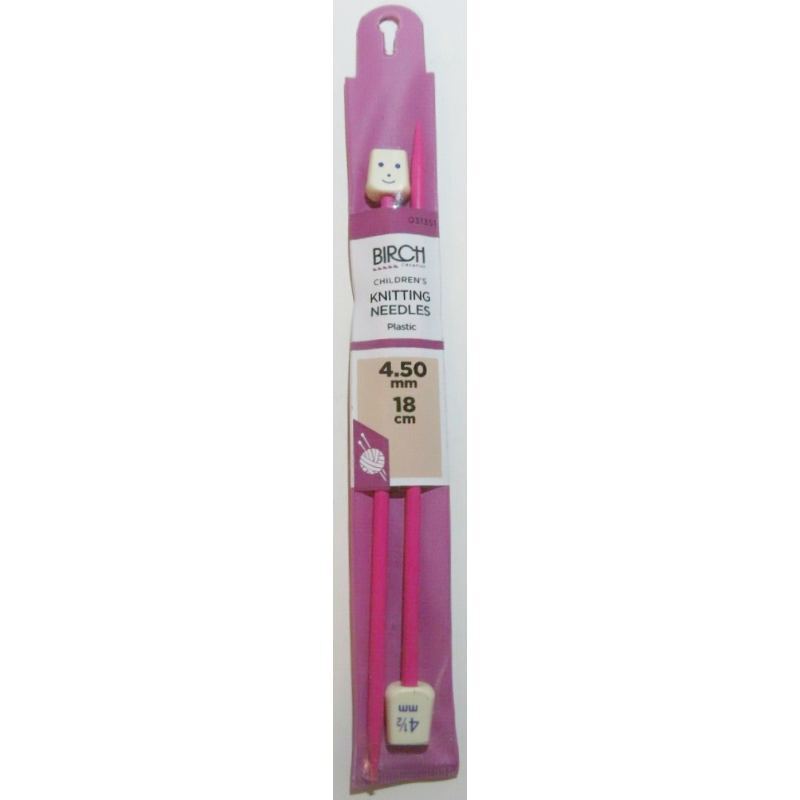 Birch 18cm x 4.50mm Childrens Knitting Needles