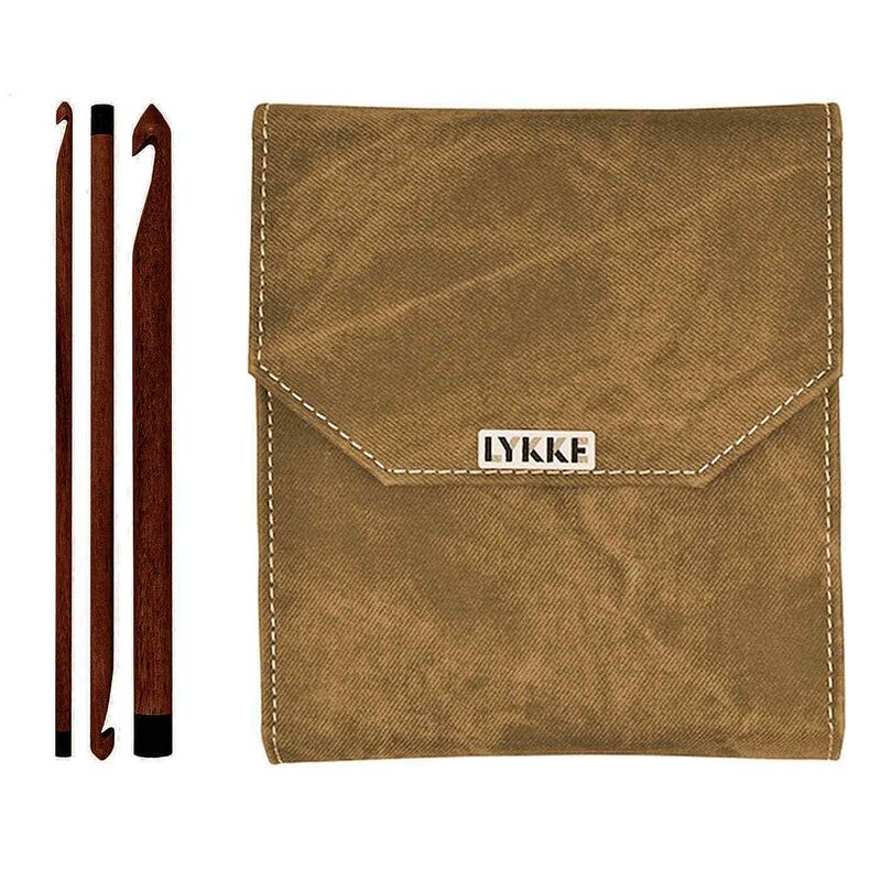 LYKKE Driftwood Crochet Hooks 6" Set of 10, in Umber Pouch
