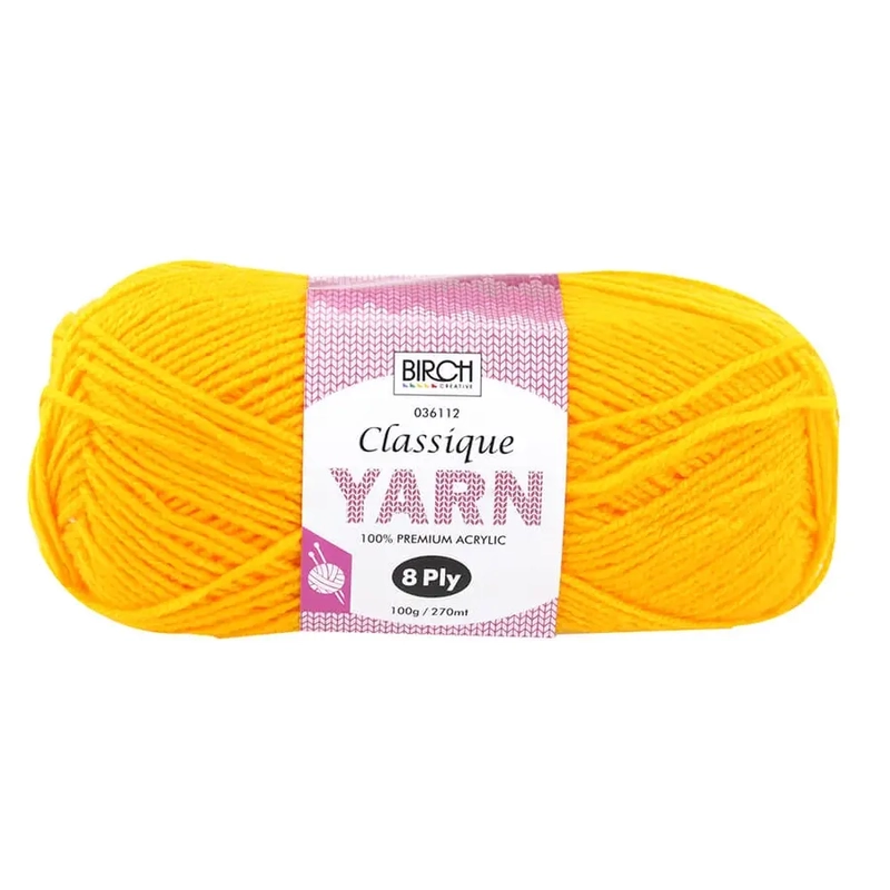 SUNSHINE Classique 100% Acrylic Knitting Yarn, 8 Ply 100g Ball (Approx. 270m)