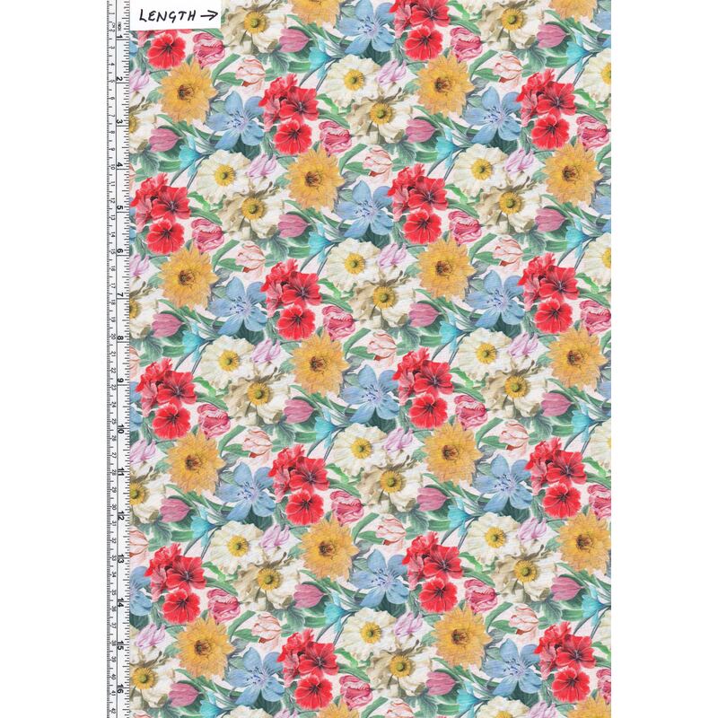 Tana Lawn MELODY BLOOMS (A) Cream 100% Cotton 136cm Wide Per 50cm
