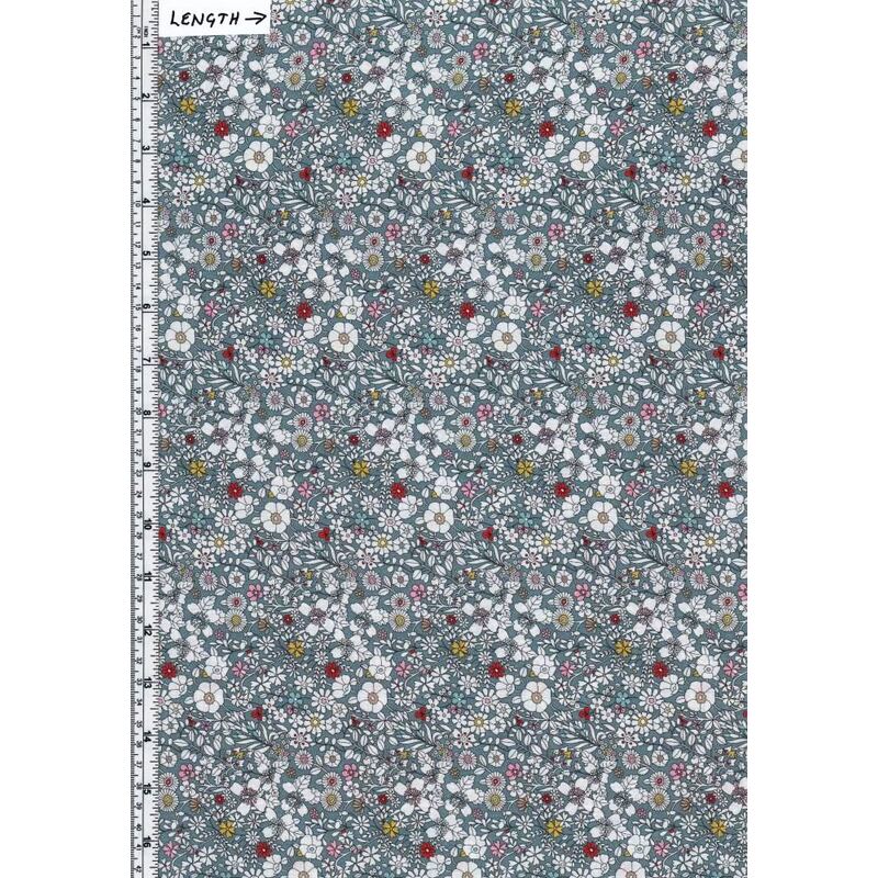 Tana Lawn JUNE'S MEADOW (F) Grey 100% Cotton 136cm Wide per 50cm