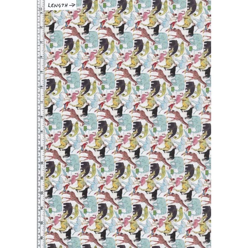 Tana Lawn QUEUE FOR THE ZOO Cream (F) 100% Cotton 136cm Wide per 50cm