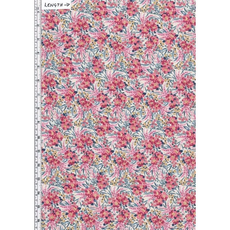 Tana Lawn SWIRLING PETALS (A) Pink 100% Cotton 136cm Wide per 50cm