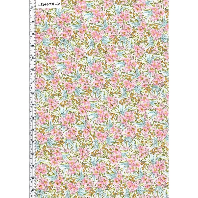 29cm REMNANT Liberty Fabrics Tana Lawn SWIRLING PETALS 100% Cotton 136cm Wide