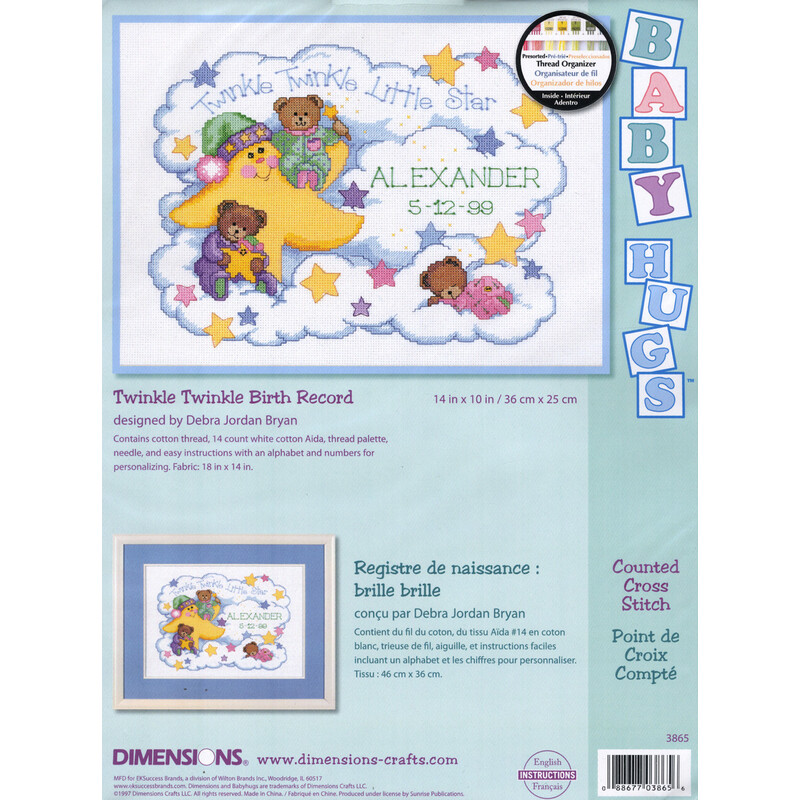 TWINKLE TWINKLE Birth Record Counted Cross Stitch Kit, 03865 by Dimensions