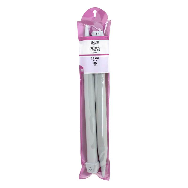 Birch 25.00mm x 35cm Knitting Needle, 1 Pair per Pack, aka Knitting Pins