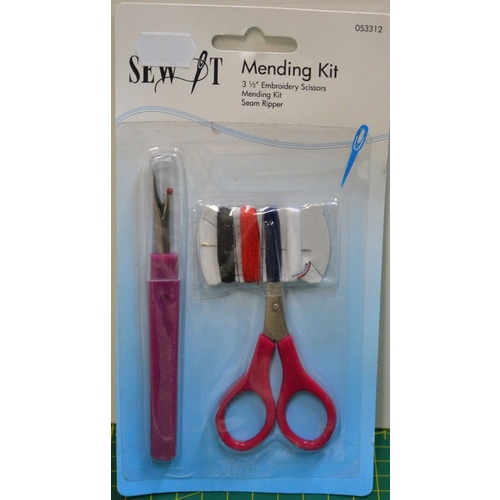 Sew It Mending Kit, 3.5" Embroidery Scissors, Seam Ripper, Needle & Thread