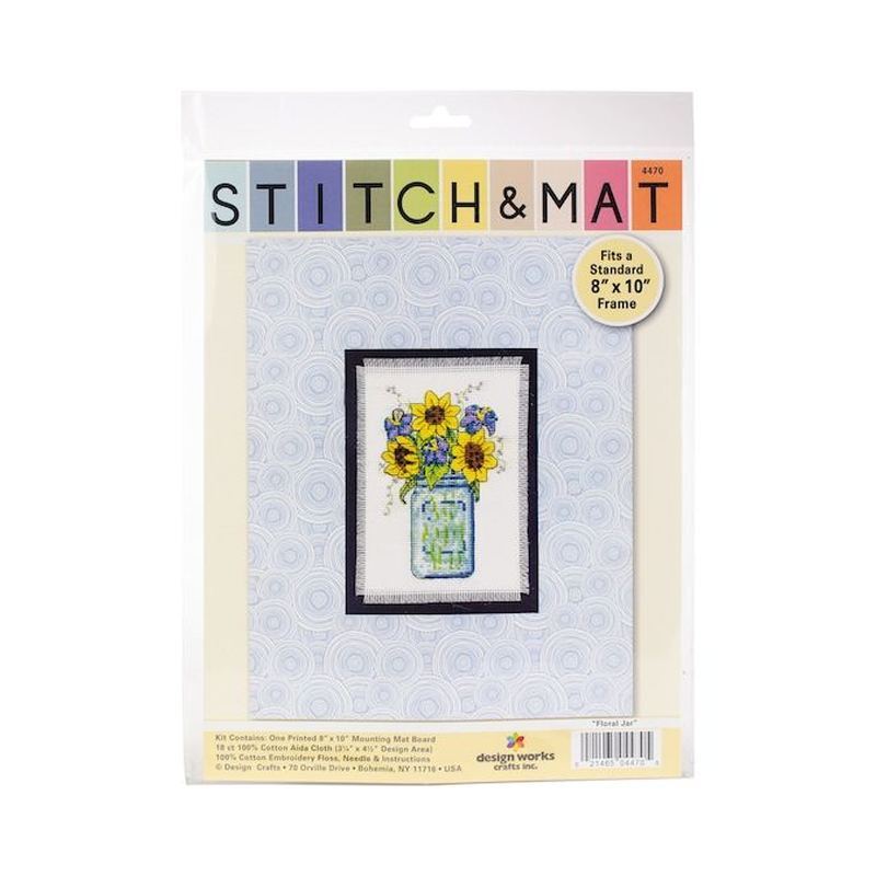 Floral Jar Cross Stitch & Mat #4470 by Design Works Crafts Inc