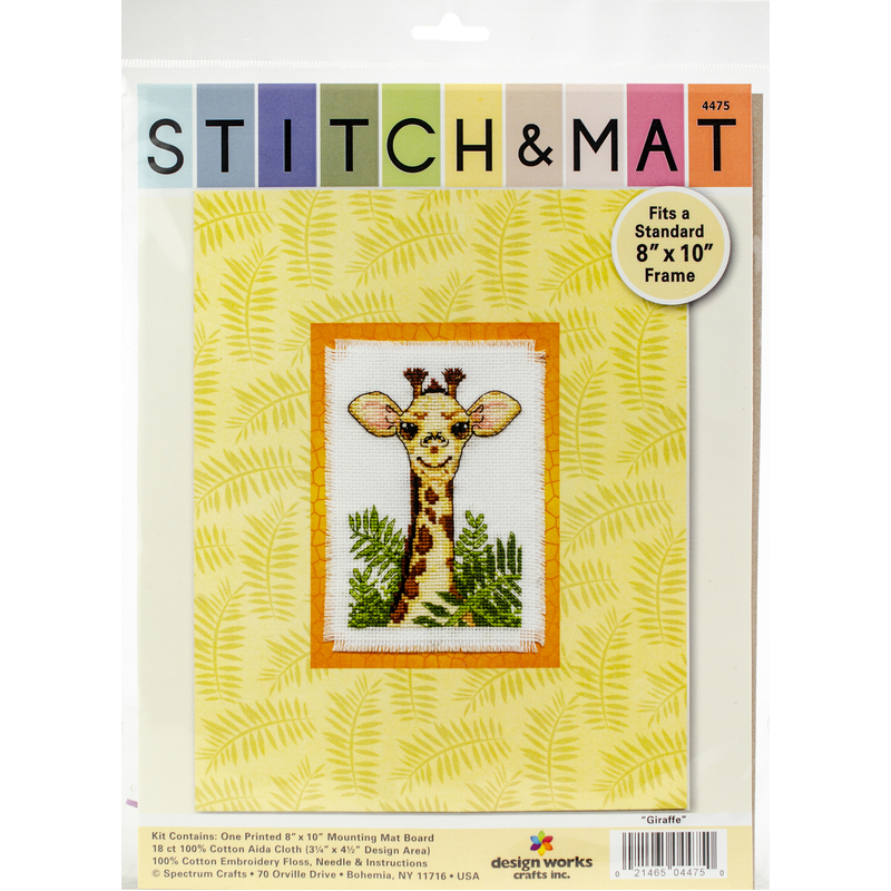 GIRAFFE Cross Stitch & Mat #4475 by Design Works Crafts Inc