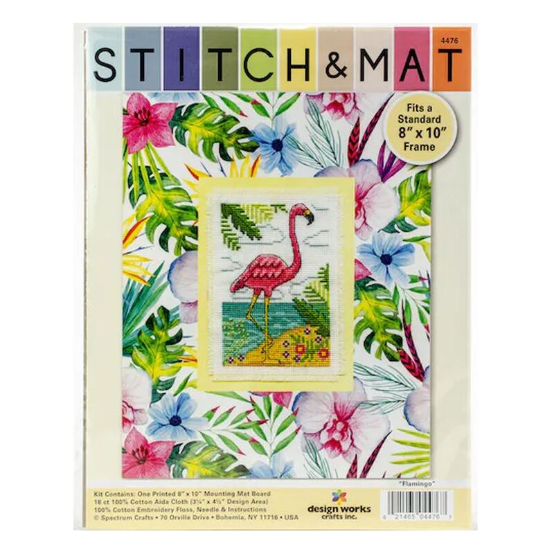 FLAMINGO Cross Stitch & Mat #4476 by Design Works Crafts Inc