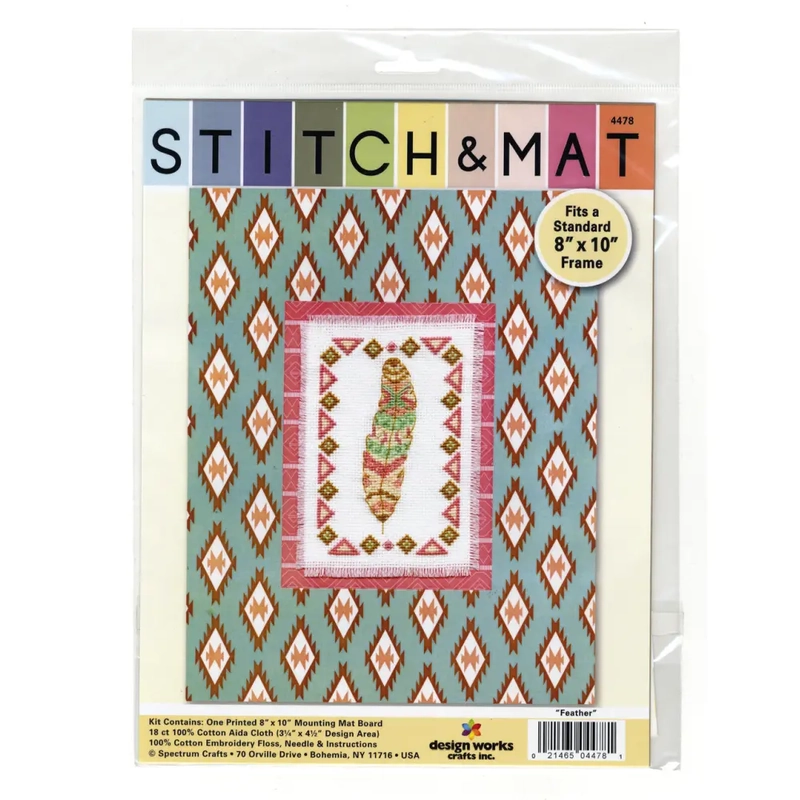 FEATHER Cross Stitch & Mat #4478 by Design Works Crafts Inc