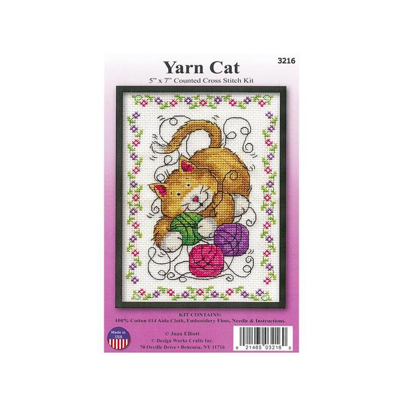 Joan Elliott YARN CAT 5" x 7" Counted Cross Stitch Kit #3216