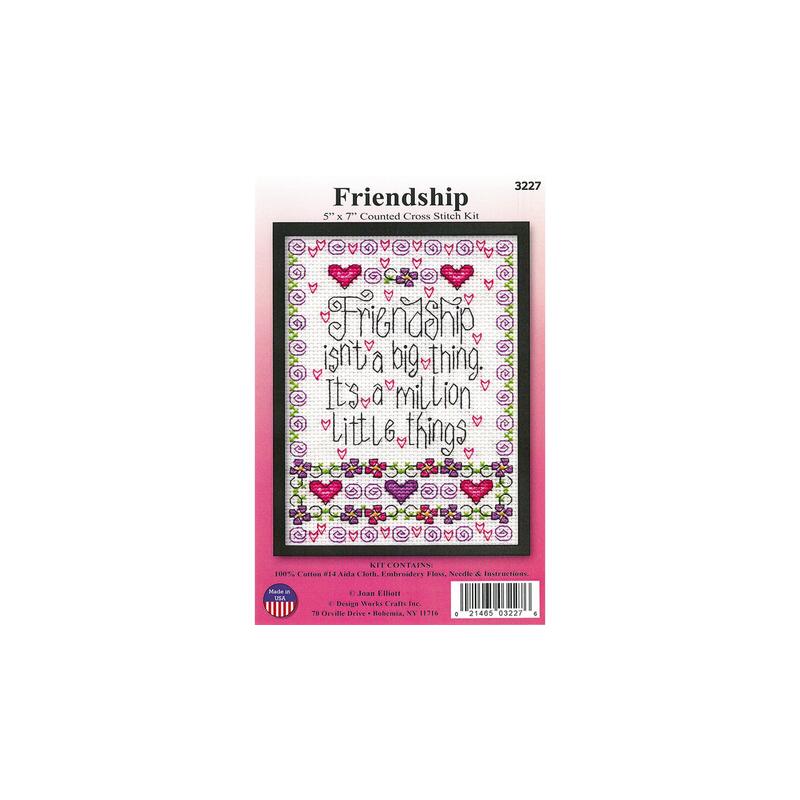 Joan Elliott FRIENDSHIP 5" x 7" Counted Cross Stitch Kit #3227
