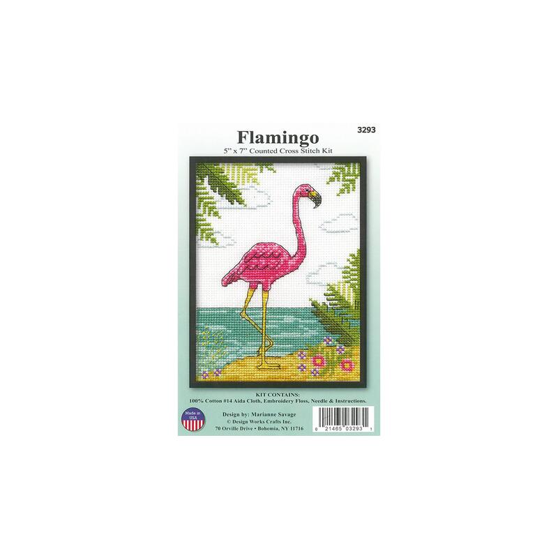 Joan Elliott FLAMINGO 5" x 7" Counted Cross Stitch Kit #3293