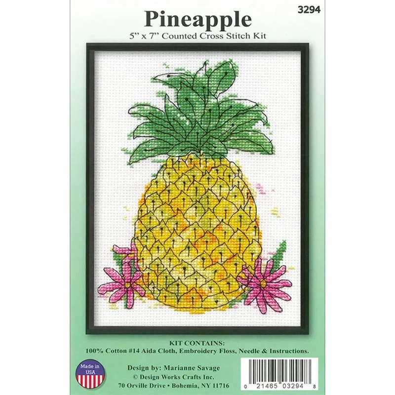Joan Elliott PINEAPPLE 5" x 7" Counted Cross Stitch Kit #3294
