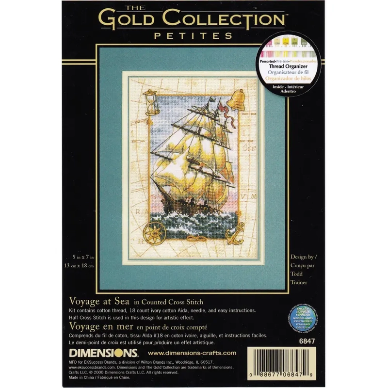 VOYAGE AT SEA Counted Cross Stitch Kit 13 x 18cm, 6847 - Gold Collection Petites