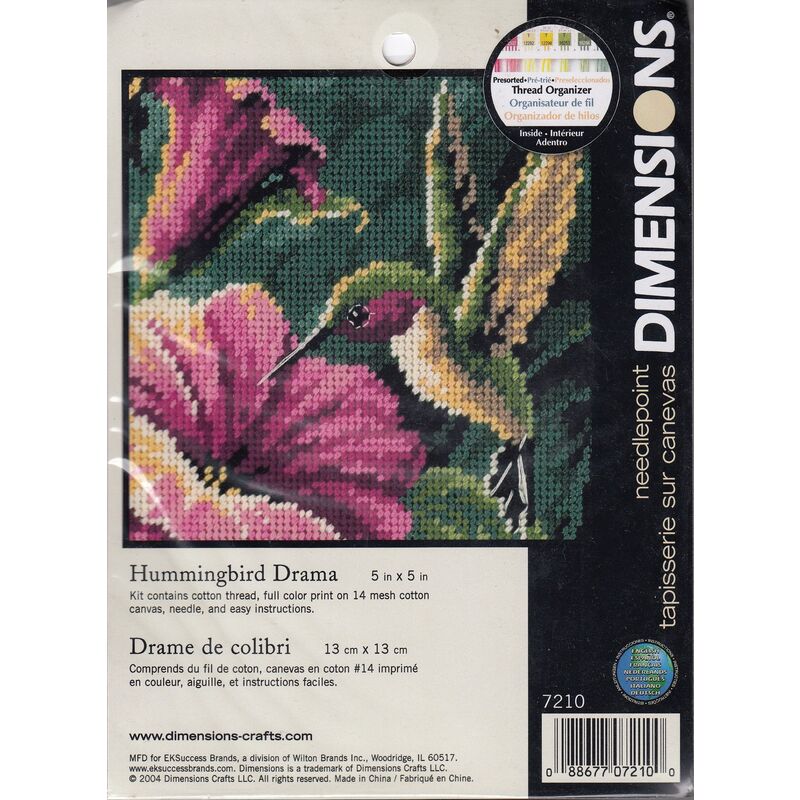 HUMMINGBIRD DRAMA Needlepoint Kit 5" x 5", 07210