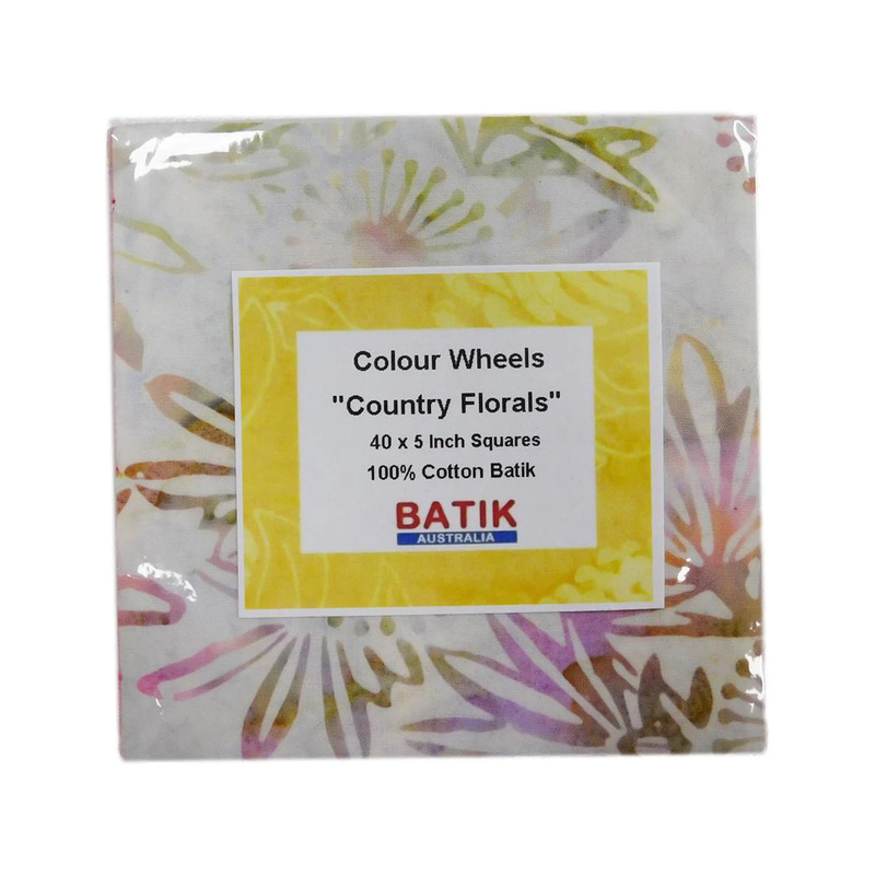 Batik Australia "COUNTRY FLORALS", 40 x 10 Inch Fabric Squares - LIMITED STOCK