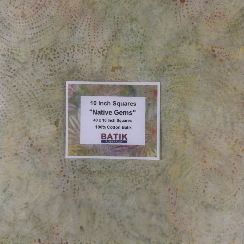 Batik Australia "NATIVE GEMS", 40 x 10 Inch Fabric Squares - LIMITED STOCK