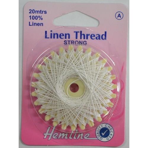Hemline Linen Thread 20m WHITE, 100% Linen For Saddlery Canvas Upholstery Etc.
