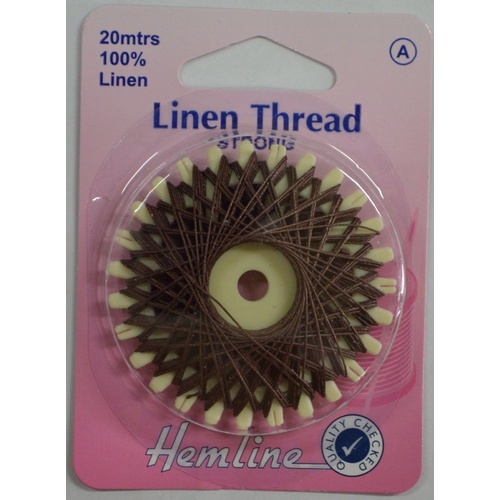 Hemline Linen Thread 20metres BROWN, 100% Linen For Saddlery Canvas Upholstery Etc.