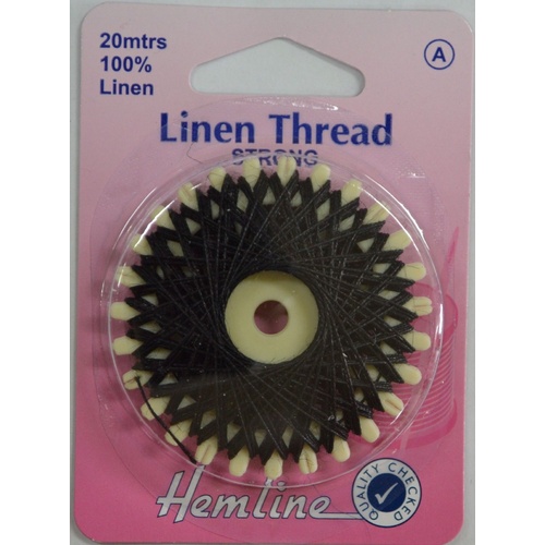 Linen Thread 20m BLACK, 100% Linen For Saddlery Canvas Upholstery Etc. By Hemline