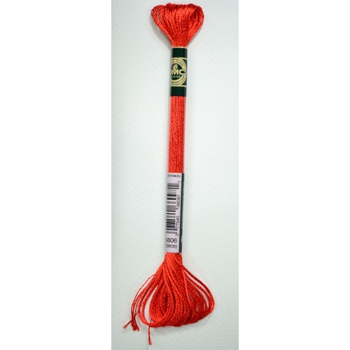 DMC Satin Floss S606 Bright Orange-Red Embroidery Thread